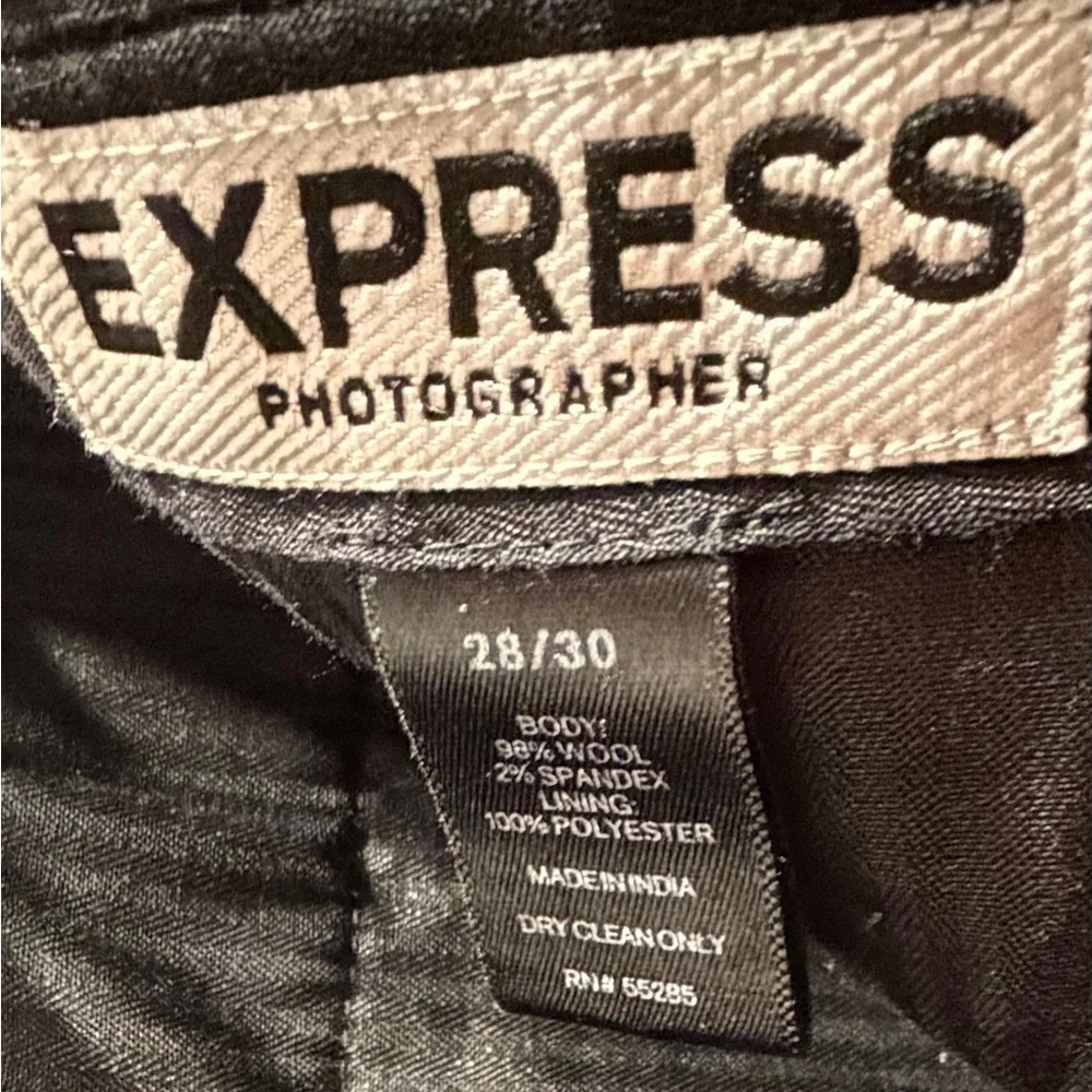 Express Dark Gray Men's photographer pants.